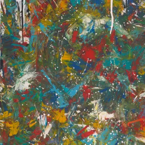 Brian John McBreaerty, "Repeating", single cover art: colorful abstract painting, red, blue, green, yellow.