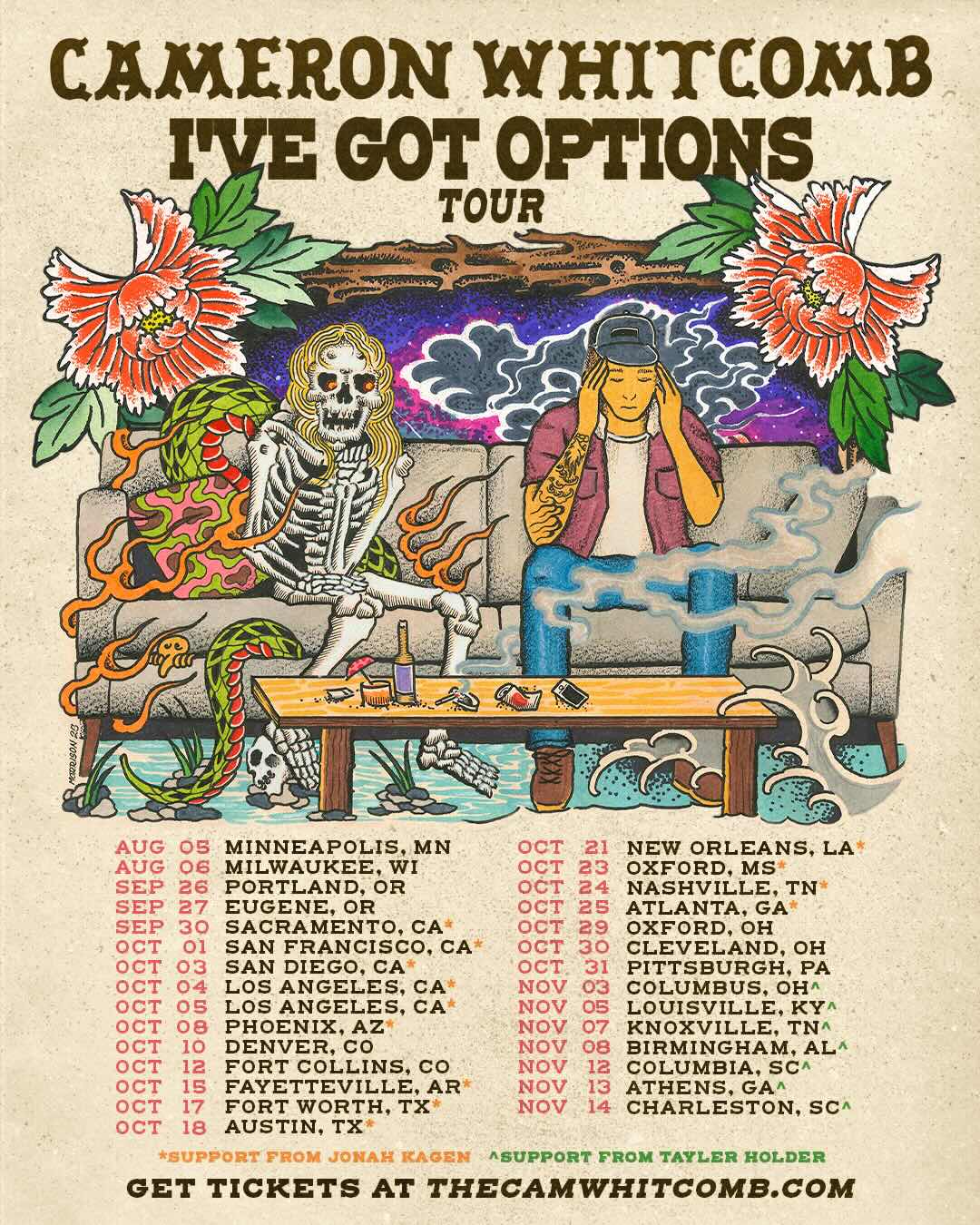 화이트콤브, I've Got Options 투어, 공식 포스터