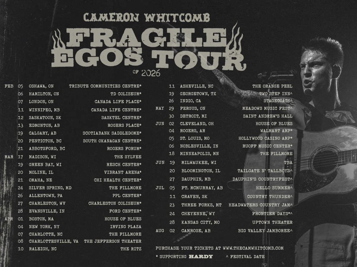 Cameron Whitcomb, "Fragile Egos Tour", admat